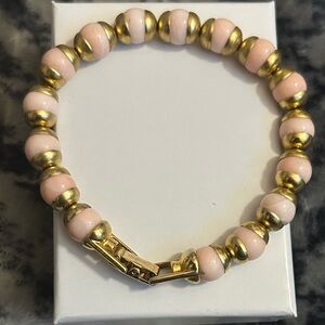 Elegant Pink and Gold Beaded Bracelet